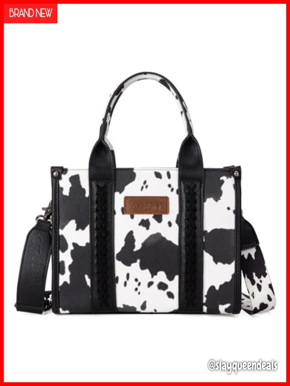 Wrangler Cow Print Tote Bag Women Western Satchel Handbag Vegan Leather